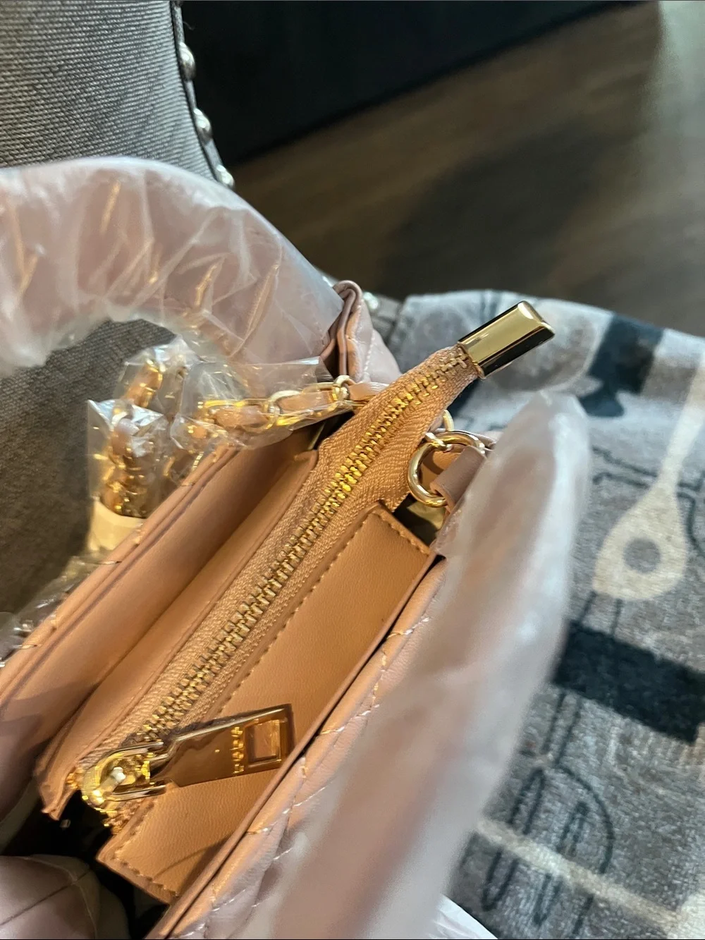 bebe Quilted Mini Satchel in Dusty Pink